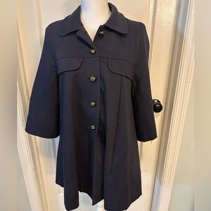 Mini Market navy blue jacket~3/4 bell sleeves~owl lining~ gold buttons~Sz 1/XS-S